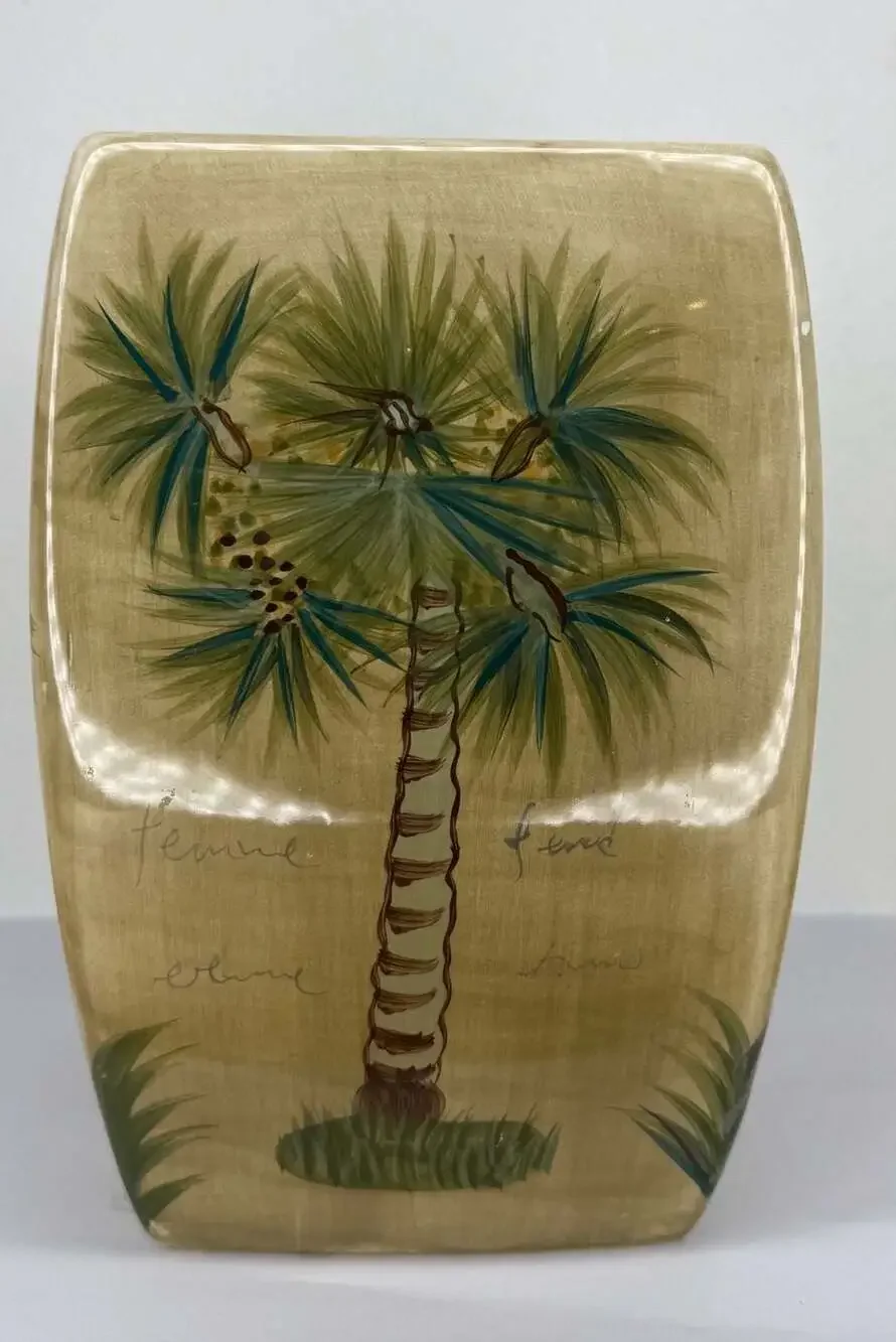 Tabletops Unlimited Bora Bora Palm Tree Ceramic Square Canister